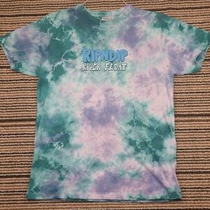 RIPNDIP River Float Purple Green Tie Dye Cotton Medium Mens Short Sleeve T Shirt